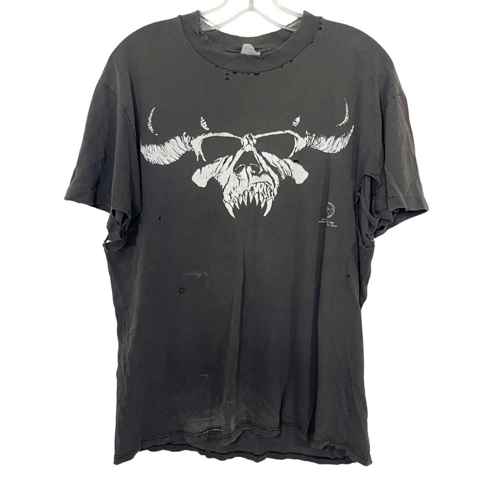 Vintage Danzig 1988 Band Tee Stedman Super Hi-Cru Made in USA Thrashed LARGE